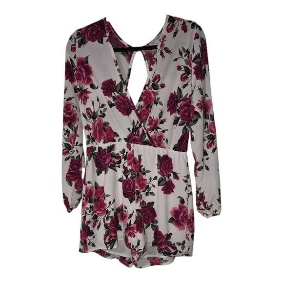 Charlotte Russe Pants - Charlotte Russe Floral Romper with Burgundy Roses